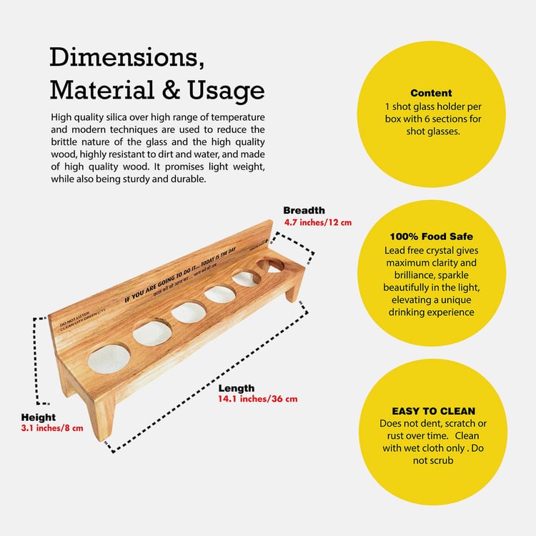 EK DO DHAI Set of 6 Shot Glasses with Bench Stand - 60ml