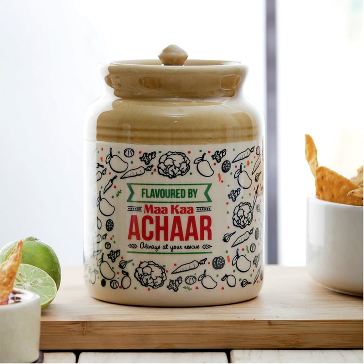 EK DO DHAI Ceramic Achaar Barni Jar - 700ml