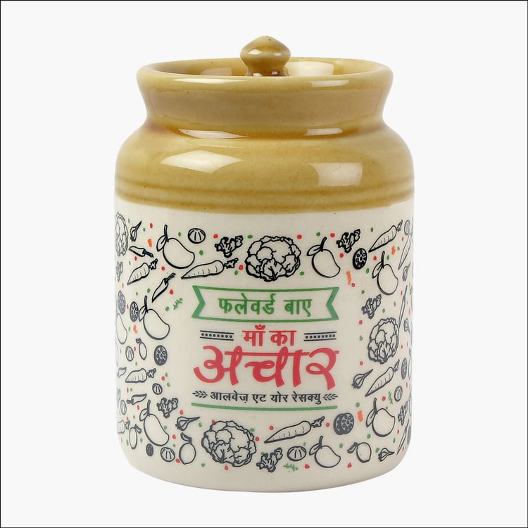 EK DO DHAI Ceramic Achaar Barni Jar - 700ml