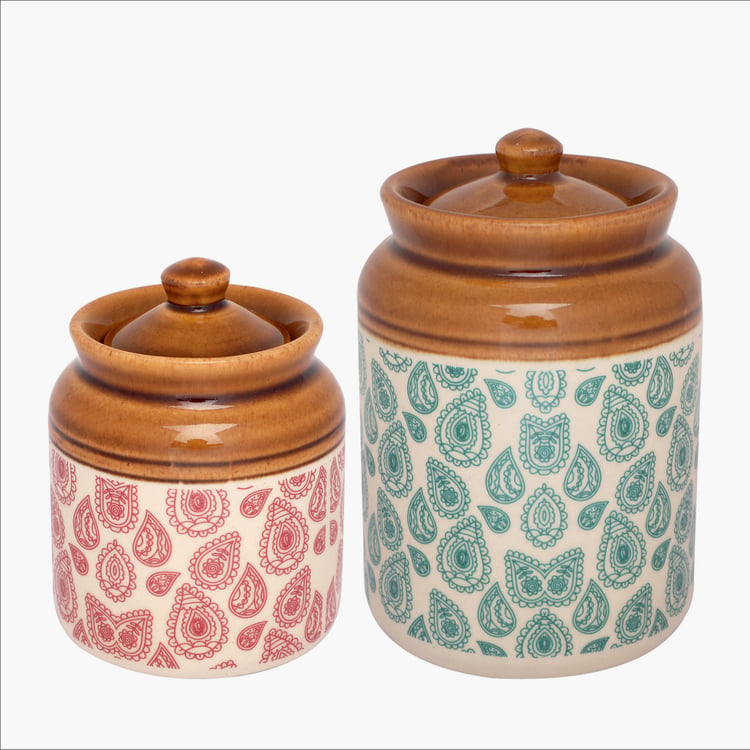 EK DO DHAI Set of 2 Ceramic Barni Jars