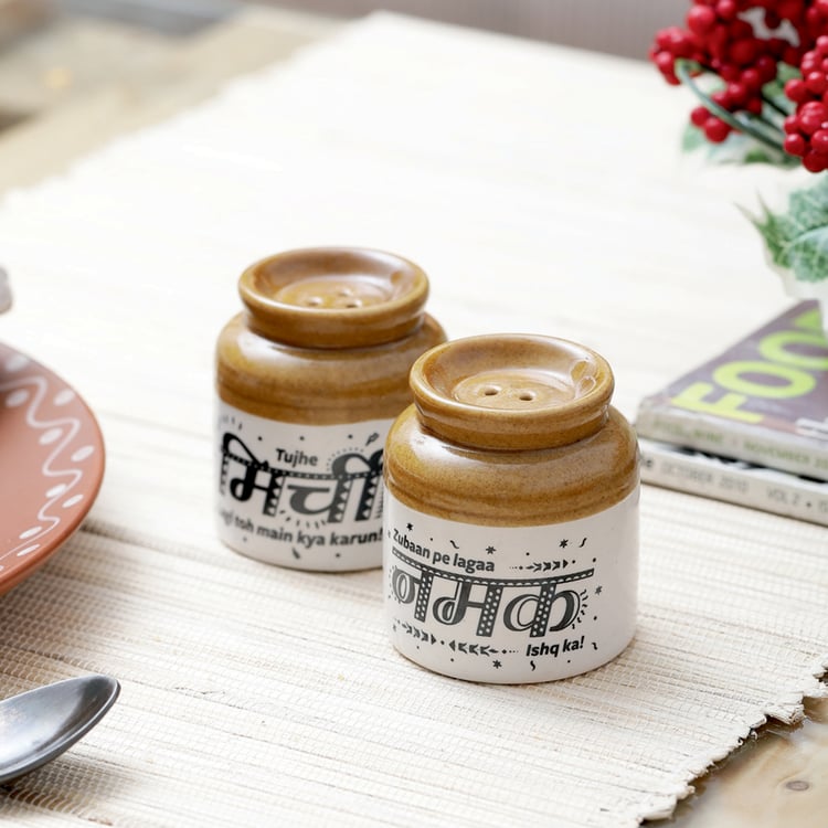 EK DO DHAI Set of 2 Ceramic Salt & Pepper Shakers - 80g