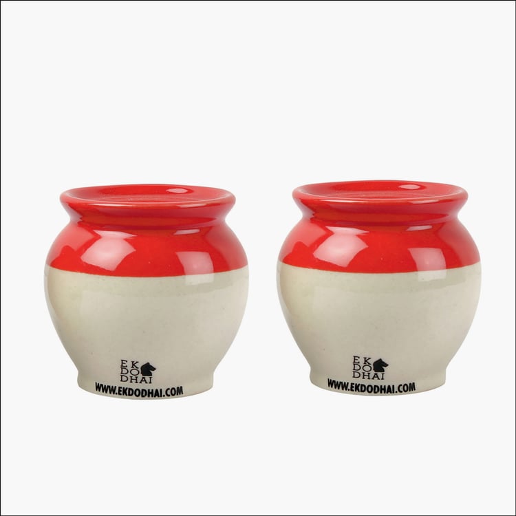 EK DO DHAI Set of 2 Ceramic Matka Shakers - 80g