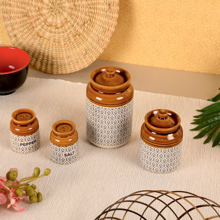 EK DO DHAI Sante 4Pcs Ceramic Printed Jars and Shakers