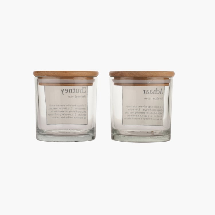 EK DO DHAI Sante Set of 2 Glass Achaar Chutney Jars - 500ml