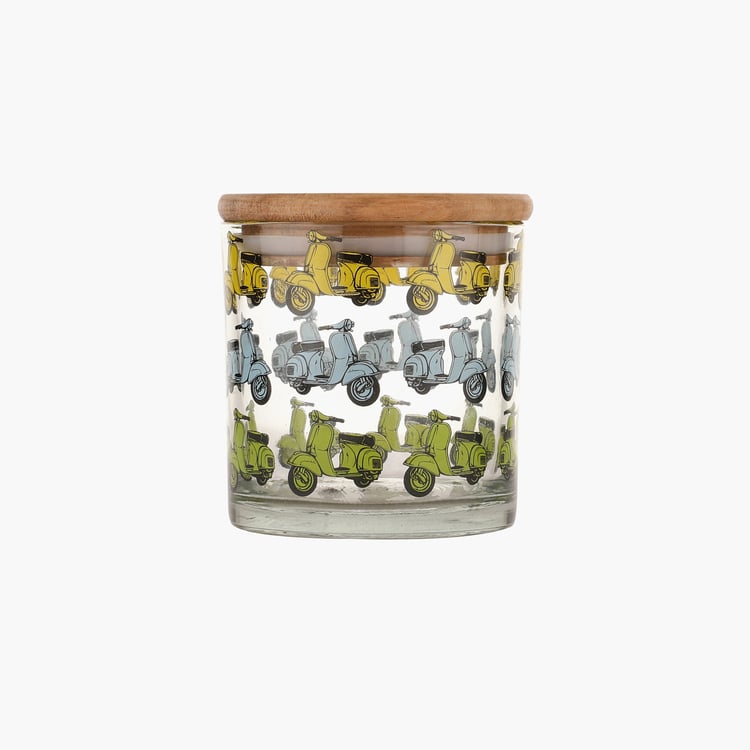 EK DO DHAI Sante Set of 2 Scooter Printed Glass Jars - 500ml