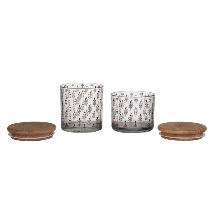 EK DO DHAI Sante Set of 2 Printed Glass Jars