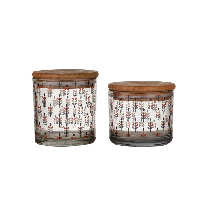 EK DO DHAI Sante Set of 2 Printed Glass Jars