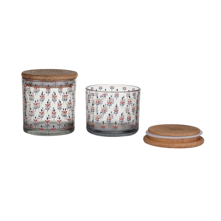 EK DO DHAI Sante Set of 2 Printed Glass Jars