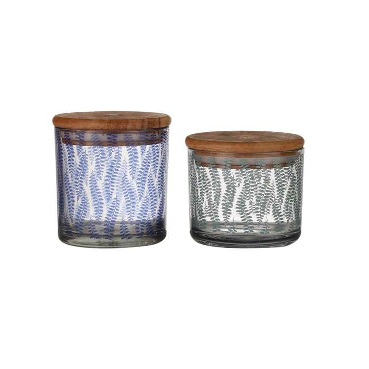 EK DO DHAI Sante Set of 2 Printed Glass Jars