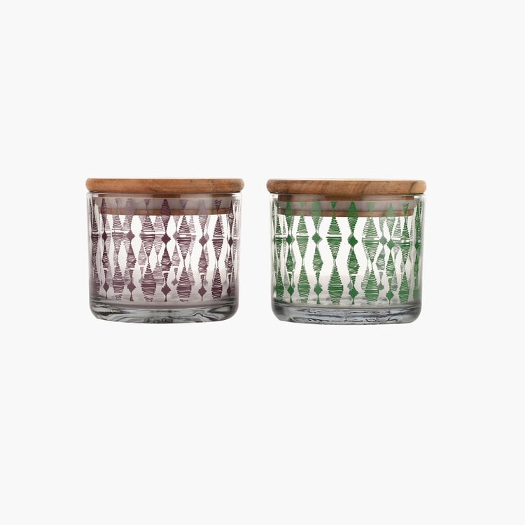 EK DO DHAI Sante Set of 2 Printed Glass Jars - 500ml