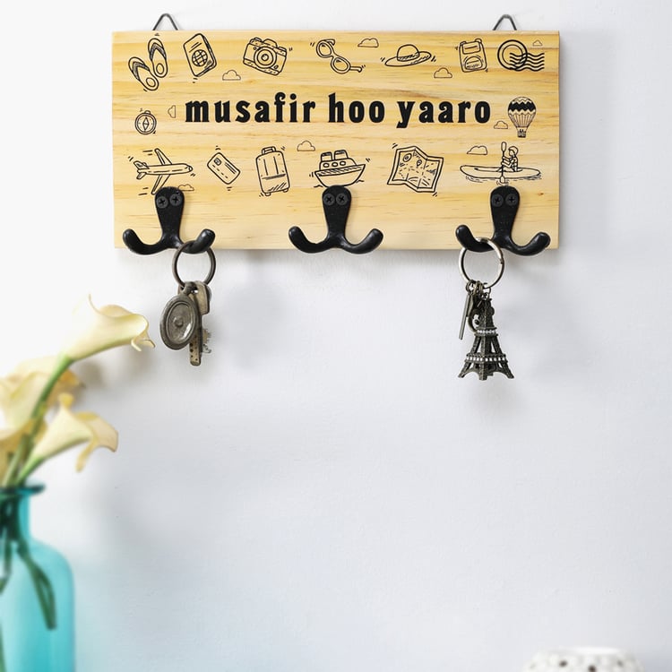 EK DO DHAI Wooden Printed Key Holder