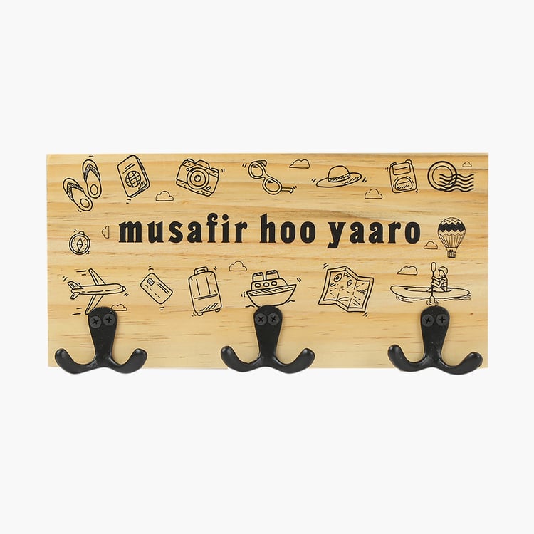 EK DO DHAI Wooden Printed Key Holder