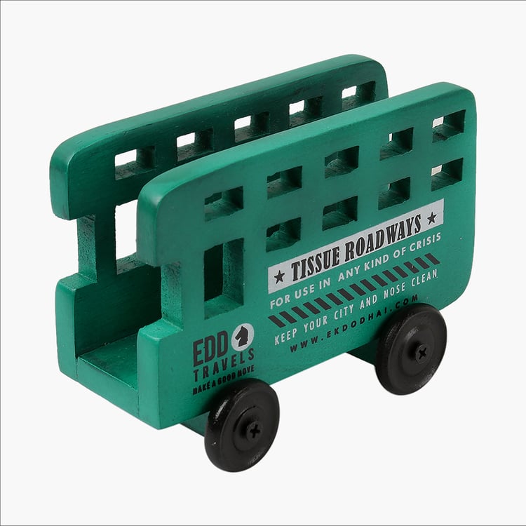 EK DO DHAI Wooden Bus Tissue Holder