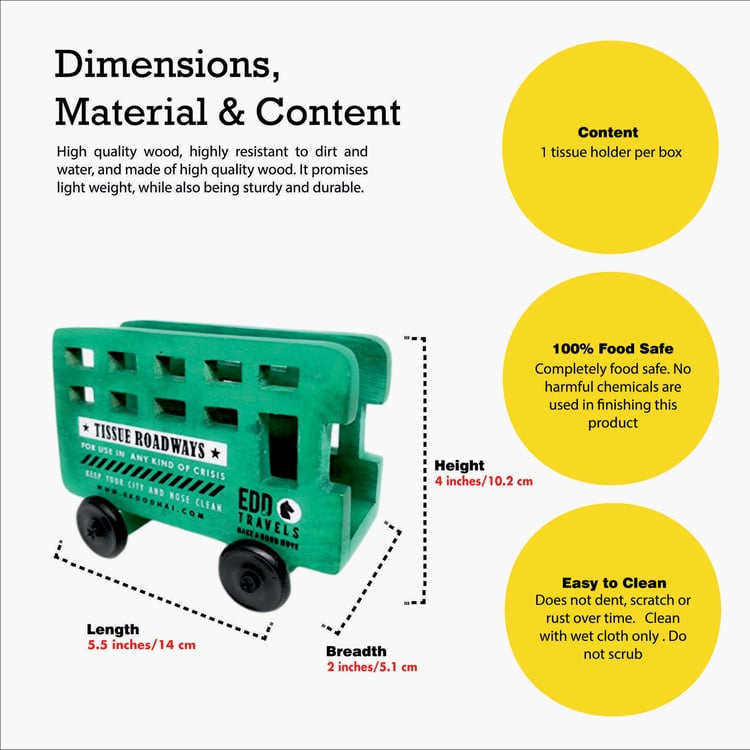 EK DO DHAI Wooden Bus Tissue Holder