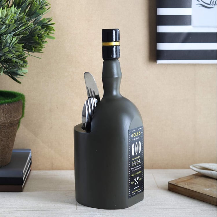 EK DO DHAI Wooden Bottle Cutlery Holder