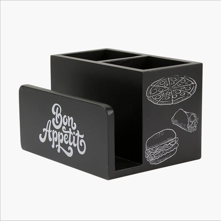 EK DO DHAI Wooden Printed Cutlery Holder