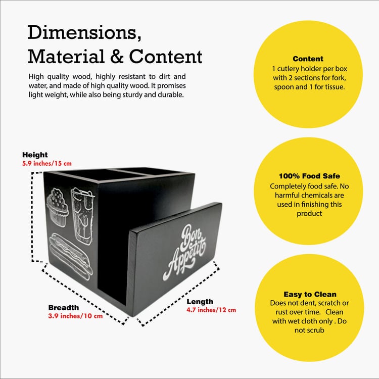 EK DO DHAI Wooden Printed Cutlery Holder