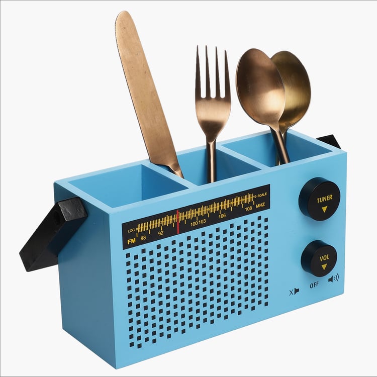 EK DO DHAI Wooden Radio Cutlery Holder