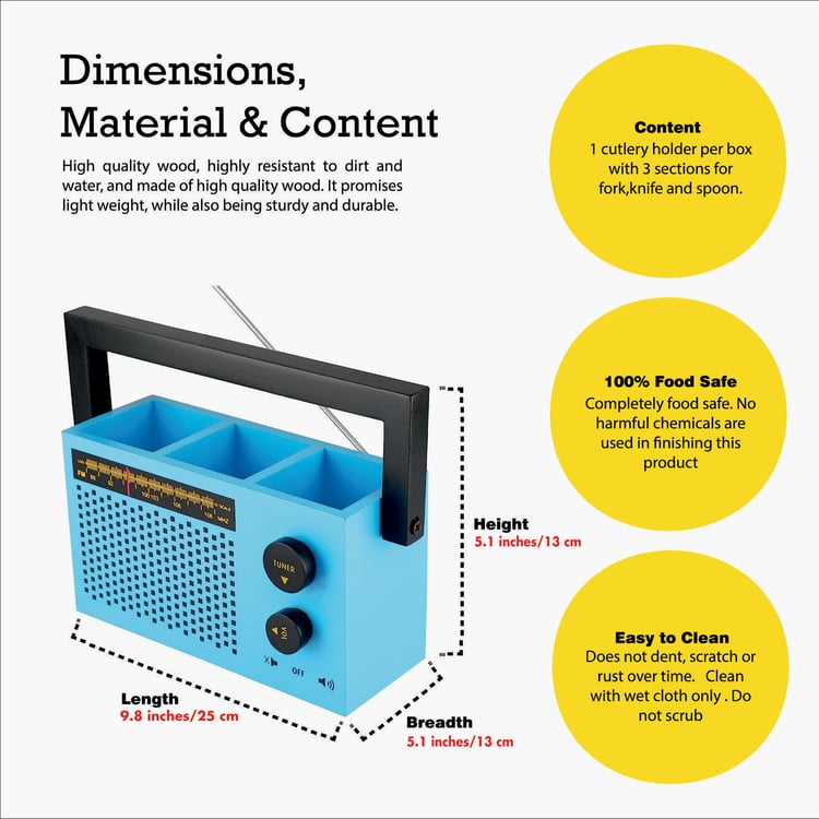 EK DO DHAI Wooden Radio Cutlery Holder