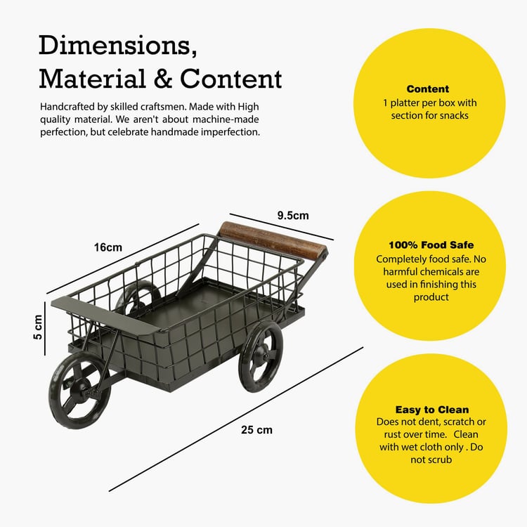 EK DO DHAI Metal Wagon Snack Platter - 25x9.5x5cm
