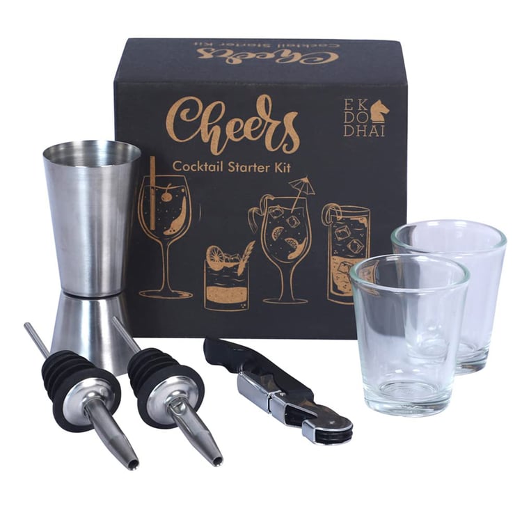 EK DO DHAI 6Pcs Metal and Glass Cocktail Starter Kit