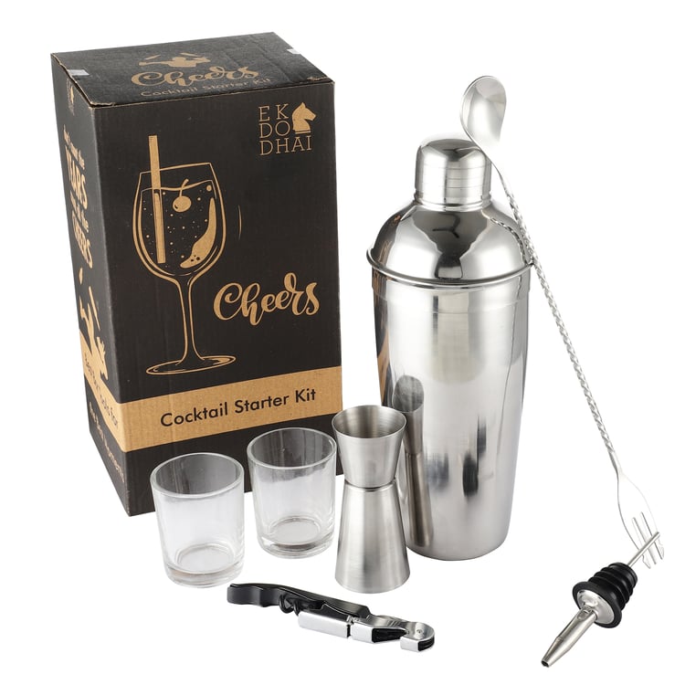 EK DO DHAI 8Pcs Metal and Glass Cocktail Starter Kit