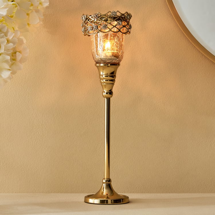 Heritage Renew Lior Glass and Metal Pedestal Votive Candle Holder - Large