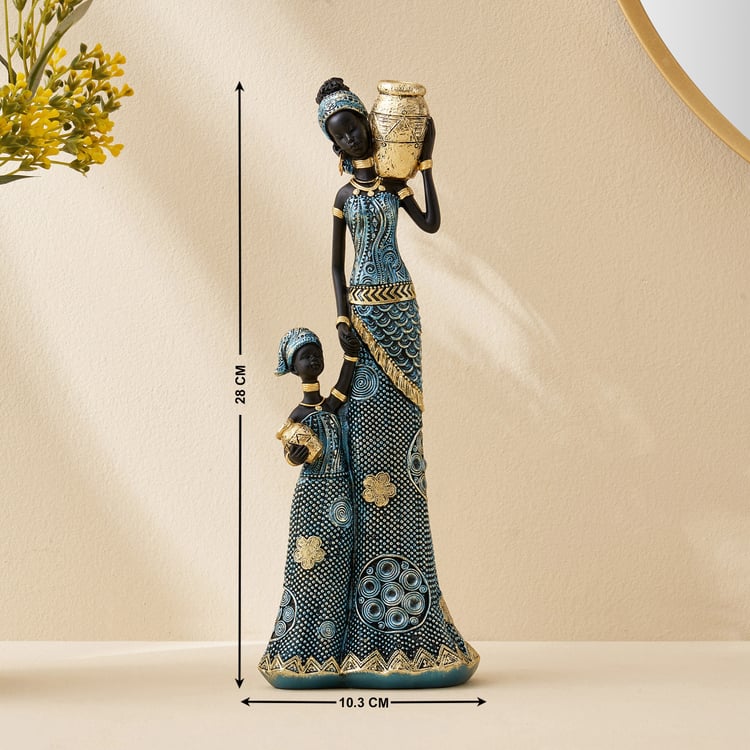 Corsica Jaguar Polyresin African Lady with Child Figurine