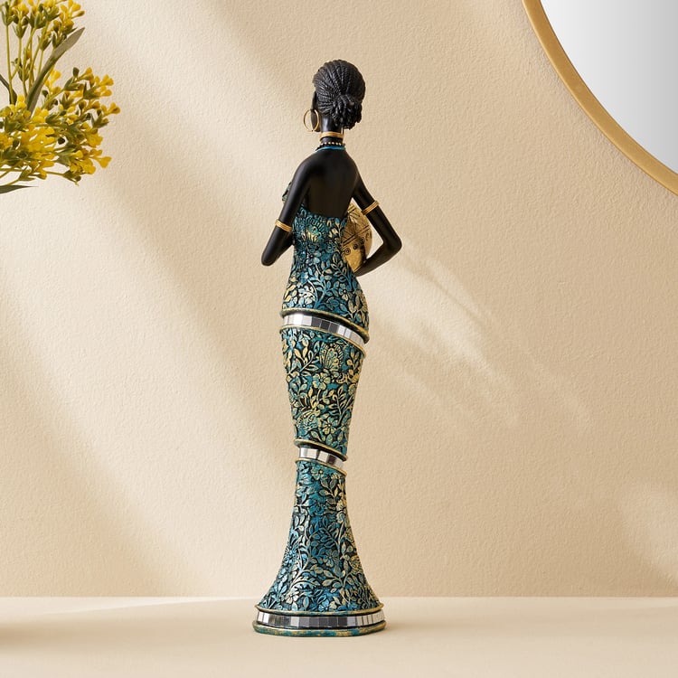 Corsica Jaguar Polyresin Standing African Lady Figurine