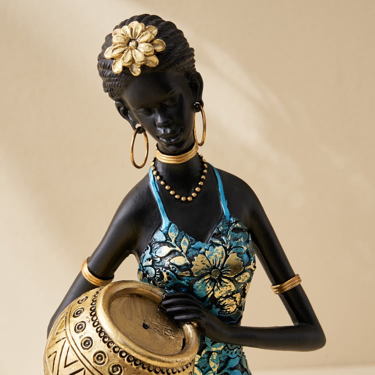 Corsica Jaguar Polyresin Standing African Lady Figurine