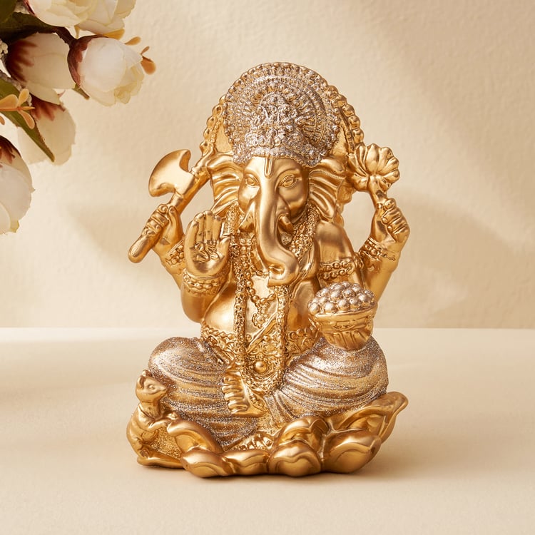 Corsica Tranquil Polyresin Ganesha on Lotus Figurine