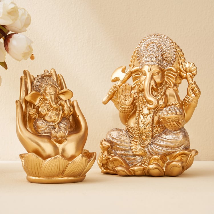 Corsica Tranquil Polyresin Ganesha on Lotus Figurine