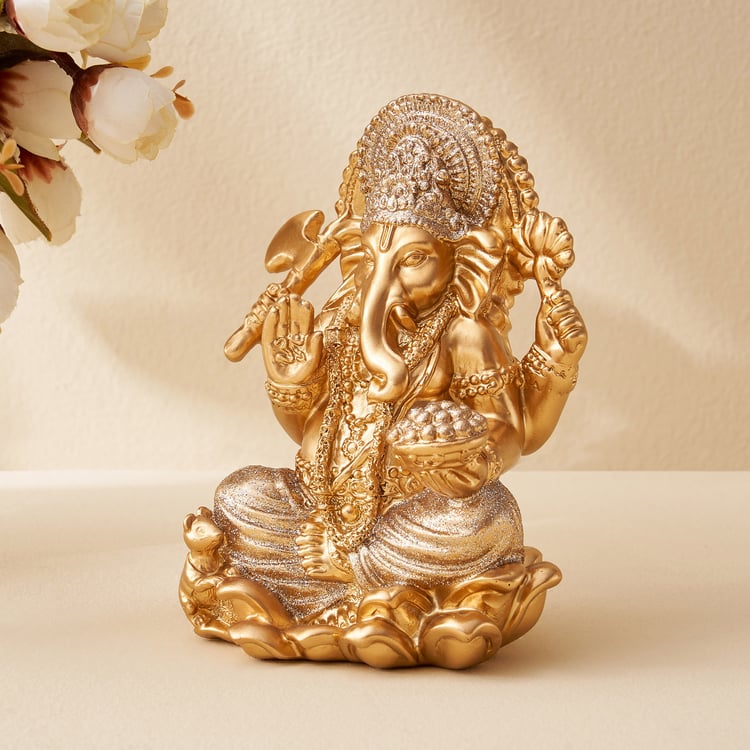 Corsica Tranquil Polyresin Ganesha on Lotus Figurine