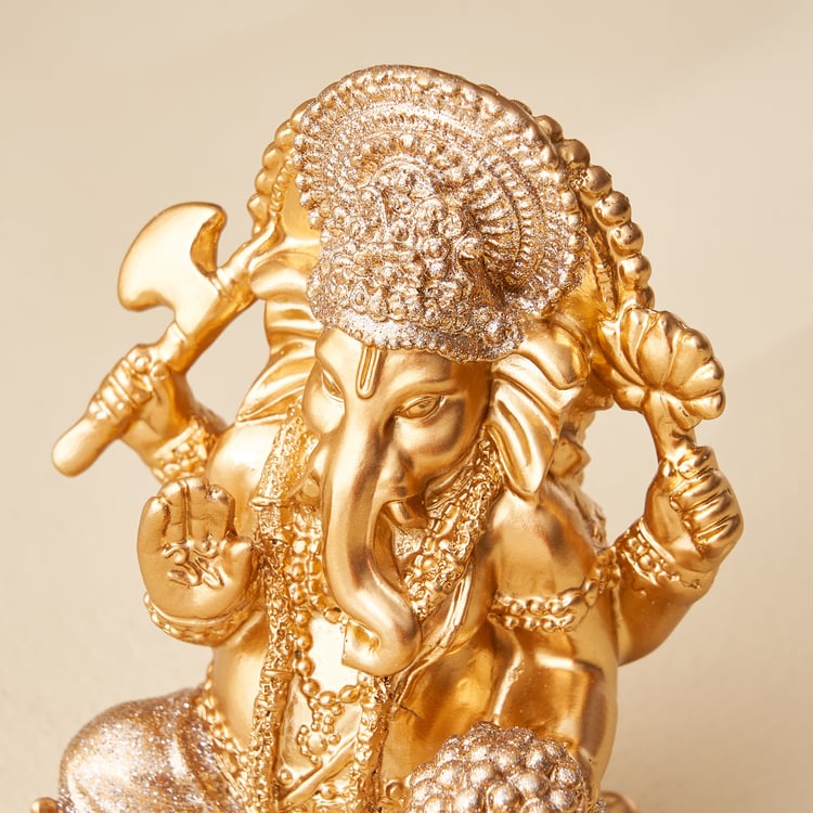 Corsica Tranquil Polyresin Ganesha on Lotus Figurine