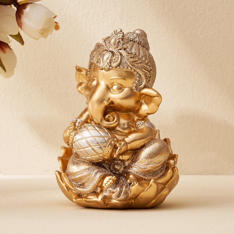 Corsica Tranquil Polyresin Dholak Ganesha Figurine