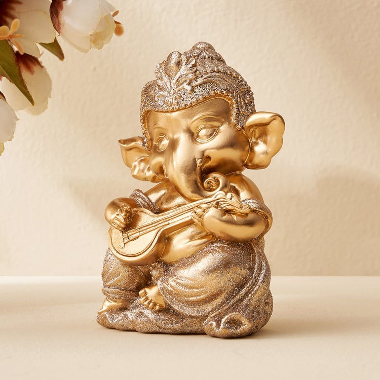 Corsica Tranquil Polyresin Ganesha with Sitar Figurine