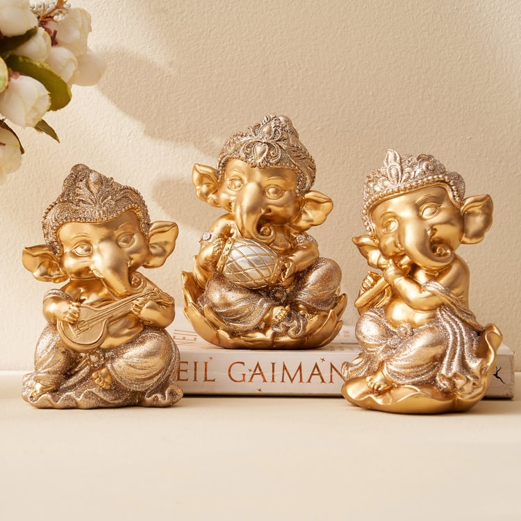 Corsica Tranquil Polyresin Ganesha with Sitar Figurine