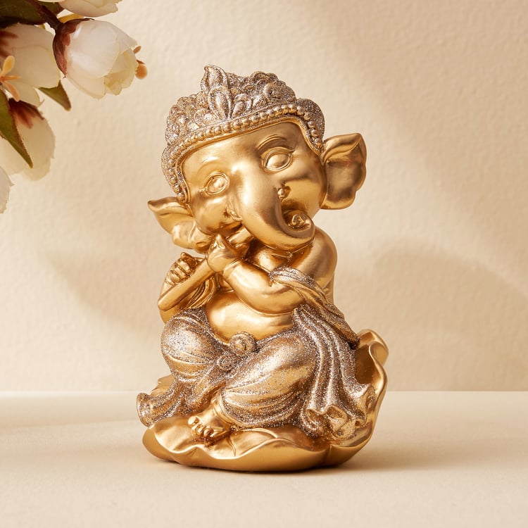 Corsica Tranquil Polyresin Ganesha with Flute Figurine