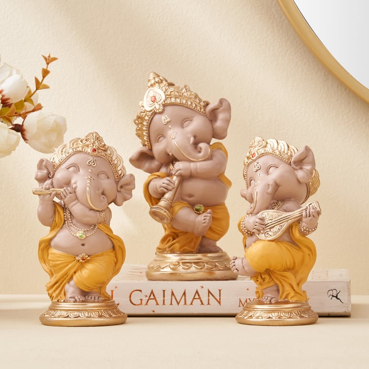 Corsica Polyresin Ganesha with Flute Figurine