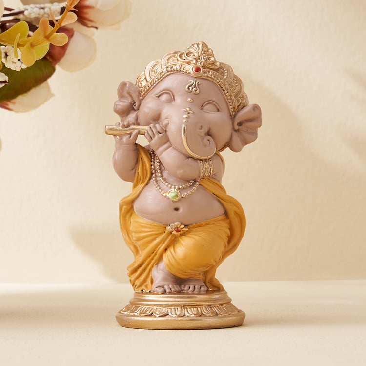 Corsica Polyresin Ganesha with Flute Figurine