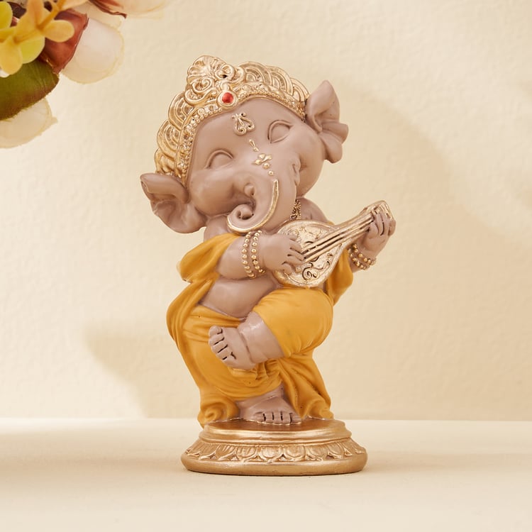 Corsica Polyresin Ganesha with Sitar Figurine