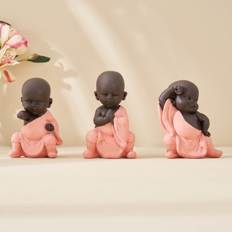 Corsica Set of 3 Polyresin Kung Fu Mini Monks