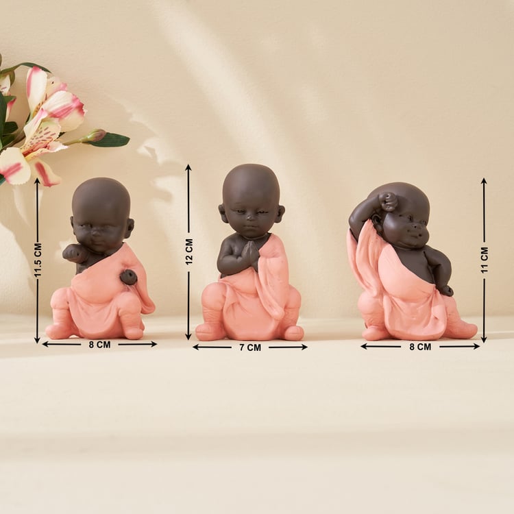 Corsica Set of 3 Polyresin Kung Fu Mini Monks