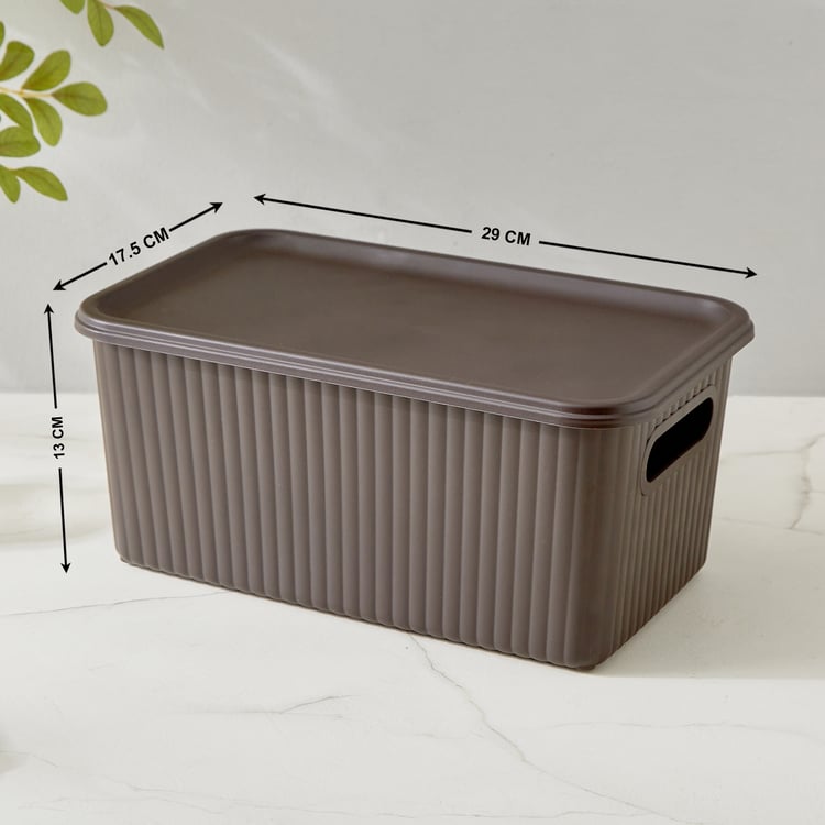 Fiesta Saffiano Polypropylene Ribbed Storage Basket with Lid