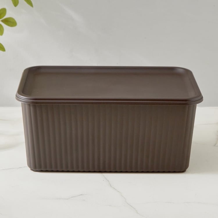 Fiesta Saffiano Polypropylene Ribbed Storage Basket with Lid