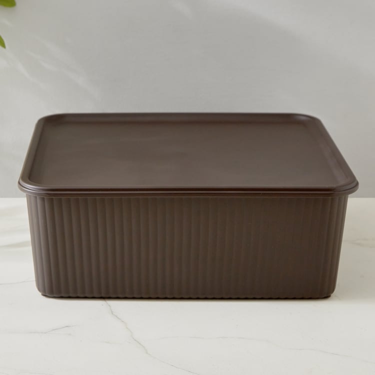 Fiesta Saffiano Polypropylene Ribbed Storage Basket with Lid