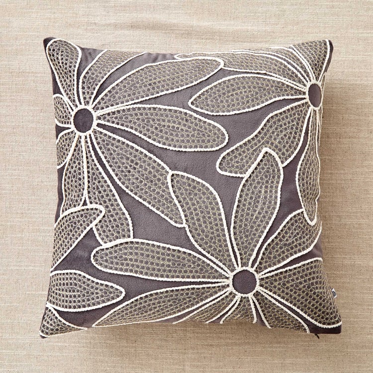 Endura Floral Embroidered Cushion Cover - 40x40cm