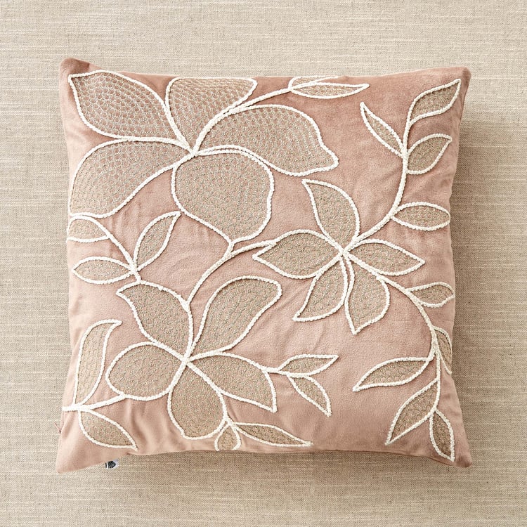 Endura Floral Embroidered Cushion Cover - 40x40cm