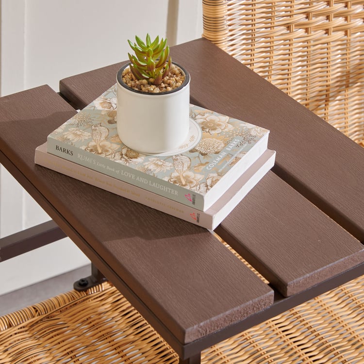 Fullerton Polyrattan 2-Seater Love Seat Chair with Tray - Brown