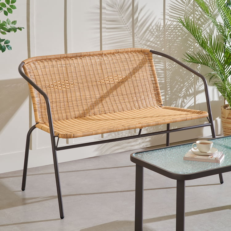 Fullerton Polyrattan 2-Seater Love Seat Chair - Brown